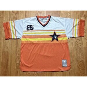 VTG Houston Astros 1980 NYC 212 Jersey Men XL Orange #25 Baseball Jersey